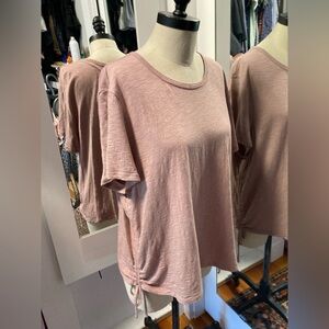 Old Navy Women’s Dusty Rose Short Sleeve Tie-Hem Tee with Side Ruching, XL